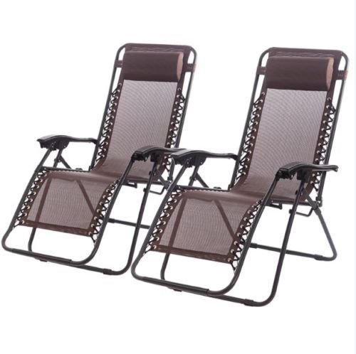 ShopForAllYou Outdoor Yard Beach Chairs Case Of 2 Lounge Patio Chairs New Zero Gravity (brown)