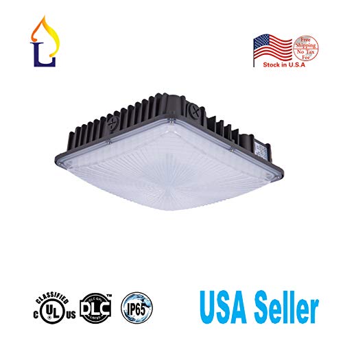 1 Pack UL 80W LED Canopy Lights Balcony Carport Driveway Ceiling Lights White 5500k Waterproof Wall Lighting