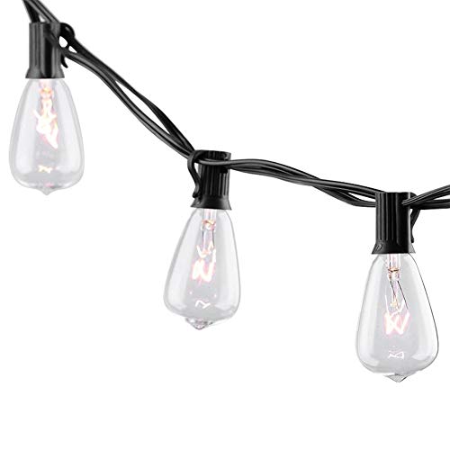 Dr.BeTree Outdoor Patio String Lights, 10FT Outdoor Edison String Lights Bulbs-UL Listed Backyard Patio Lights,Hanging Indoor/Outdoor String Lights Garden Party Patio Backyard Gazebo, Black