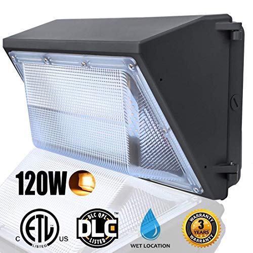 LED Dawn Wall Pack Light Fixture, 120W(500~600W HPS/HID Bulb Replacement), Warm White 2500K Wall Mount Pack Light, Waterproof Exterior/Outdoor/ Entrance Security Light, Outdoor Security Lighting