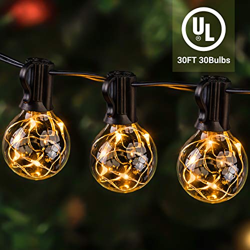 ilikable Outdoor String Lights 30FT 30Pcs G40 Led String Lights – Waterproof Bulb Patio String Lights – Globe Christmas Lights for Backyard Bistro Cafe Pergola Tree Party Decoration, Warm White