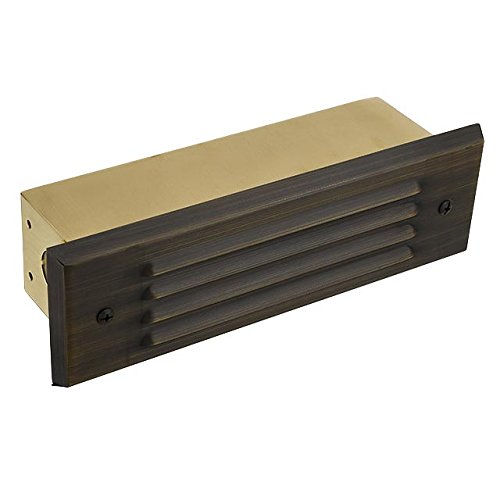 MarsLG BRS1 ETL-Listed Solid Brass Low Voltage Landscape Extra Wide Step Light with Louvered Face Plate in Antique Brass Finish and Free G4 LED Bulbs, 36ST03BS