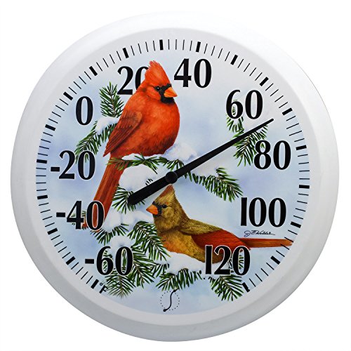 Springfield Snowy Cardinal Low Profile Patio Thermometer (13.25-Inch)