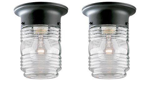 Westinghouse One-Light Jelly Jar Porch-Light 2 Pack (Matte Black 2 Pack)