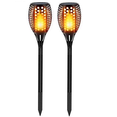 Solar Torch Lights,Dancing Flame Lighting 96 LED Flickering Tiki Torches Waterproof Wireless Outdoor Light for Patio Garden Path Yard Wedding Party(2 Pack)