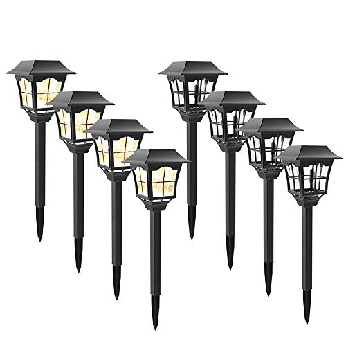 Afuly Solar Path Lights Outdoor Waterproof 6 lumens Landscape Lighting for Pathway Garden Walkway Driveway Yard Lawn, 8 Pack