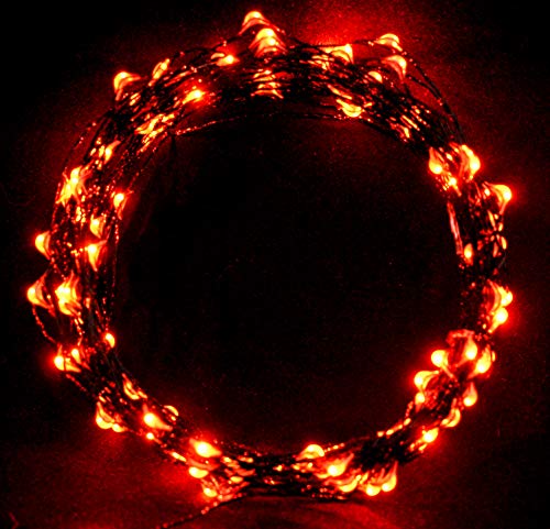 Cincy Illumination Ultra Bright Orange USB 33 Ft Firefly String Lights. Black Wire. (1, Orange 33 FT USB & A/C No Remote)