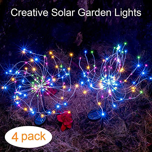 Solar Garden Lights Outdoor,LED Stake Light Landscape Lighting LED Starburst Flower Light for Garden/Yard/Lawn/Patio/Walkway/Driveway/Backyard (Multi-Color-4 Pack)