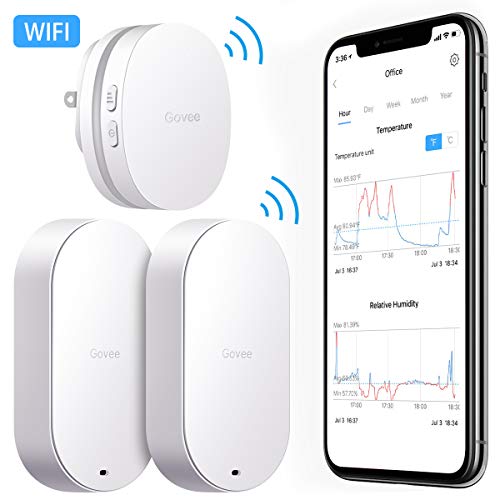 MINGER Govee WiFi Wireless Temperature Sensor, Indoor Outdoor Thermometer for iPhone/Android, Wireless Thermometer/Hygrometer with Alerts, Monitor from Anywhere, Anytime(Not Support 5G WiFi)-2 Packs