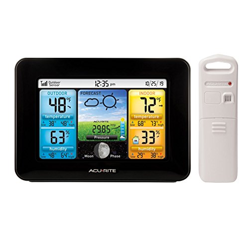 AcuRite 02077 Color Weather Station Forecaster with Temperature, Humidity, Black