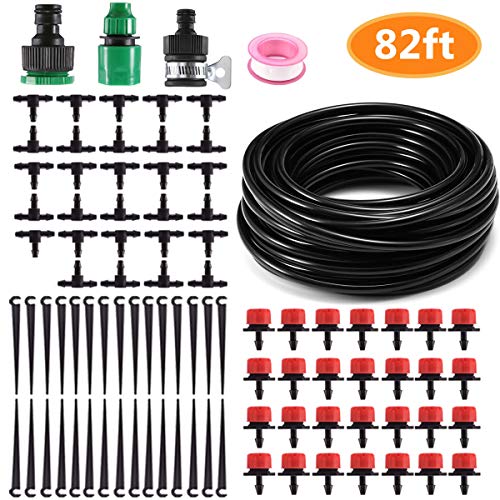 MSDADA 82ft Drip Irrigation Kits Garden Irrigation Accessories, Plant Watering System with 1/4” Blank Distribution Tubing Hose,DIY Plant Garden Hose Watering Kit