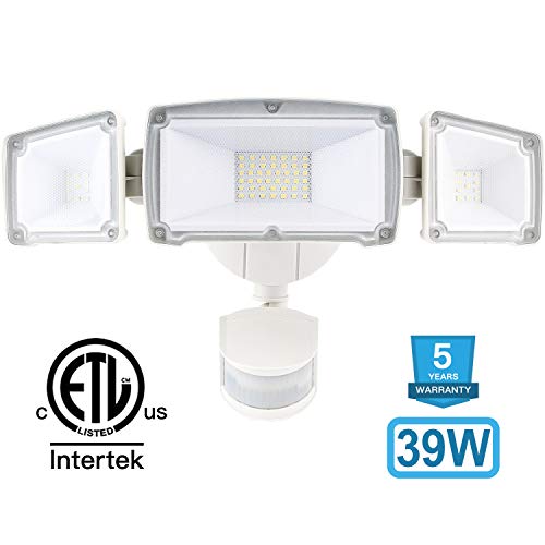 Amico 39W 3 Head LED Security-Lights Motion Outdoor, Motion Sensor Light Outdoor, 3500 Lumens 6000k Waterproof IP65 ETL, Motion-Sensor-Flood Light Exterior Security Light led