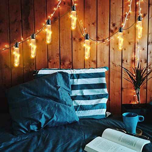 YAOAWE Outdoor String Lights Waterproof Hanging LED Solar String Lights Bulb UL Certification Decoration for Patio Porch Café Garden Party Wedding Bar (Warm White)