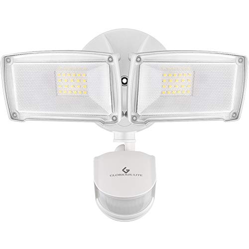 GLORIOUS-LITE 28W LED Security Light, 3000LM Motion Sensor Light Outdoor, IP65 Waterproof & ETL Certification, 5500K, 2 Adjustable Head, Motion Activated Flood Light for Yard & Pathway,Patio