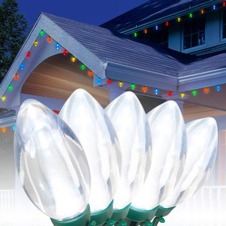 Holiday Time Ultra Bright LED C9 Christmas Lights Cool White, 25 Count