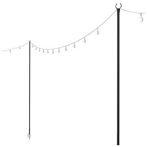 Outdoor String Lights Pole – Light Your Patio or Garden with LED Or Solar Hanging Bulbs – Durable Strong Waterproof Steel Powder Coated Poles That Stand Tall for Your House Café Or Wedding (1 x 8ft)