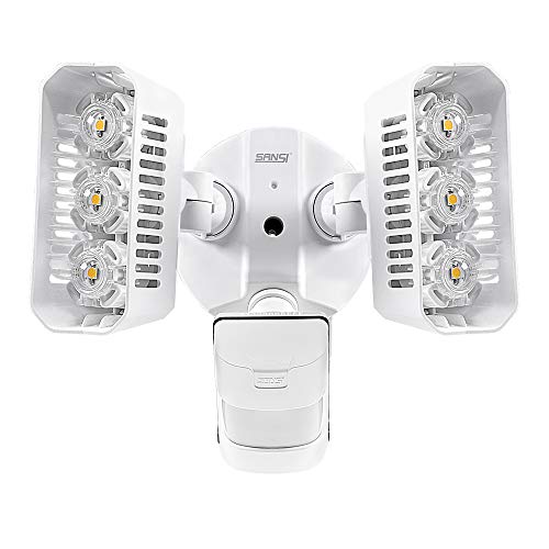 SANSI LED Outdoor Motion-Activated Security Lights, 27W (200W Equiv.) 2700lm, 5000K Daylight, Waterproof Flood Light with Adjustable Head, 5 Year Warranty, White