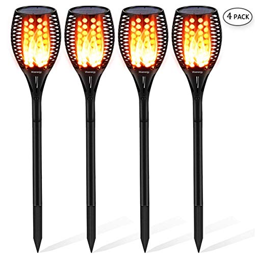 Solar Torch Light Upgraded-42.9 inches Flickering Flames Torches Lights-Waterproof Solar Lights Outdoor Landscape Decoration Lighting Dusk to Dawn Auto On/Off Light For Garden Pathway Driveway 4 Pack