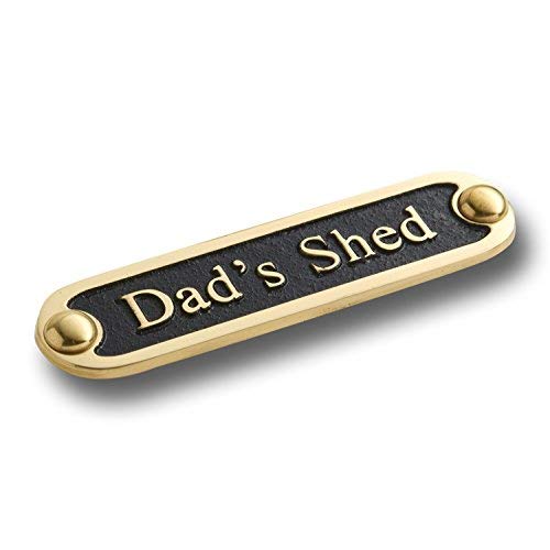 Dad’s Shed Brass Door Sign. Traditional Style Home Décor Wall Plaque Handmade by The Metal Foundry UK.