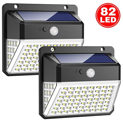 Solar Lights Outdoor, Upgraded [82 LEDs] Solar Powered Motion Sensor Lights Waterproof Wall Light Wireless Security Night Light with 270°Angle for Pathway, Garden, Step Stair, Front Door, Yard(2 Pack)