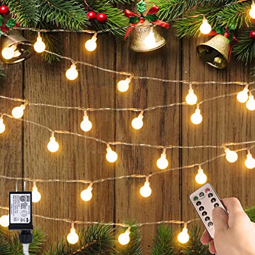 Minetom 33 FT 100 LED Globe Ball String Lights, Fairy String Lights Plug in with Remote, Decor for Indoor Outdoor Party Wedding Christmas Tree Garden, Warm White