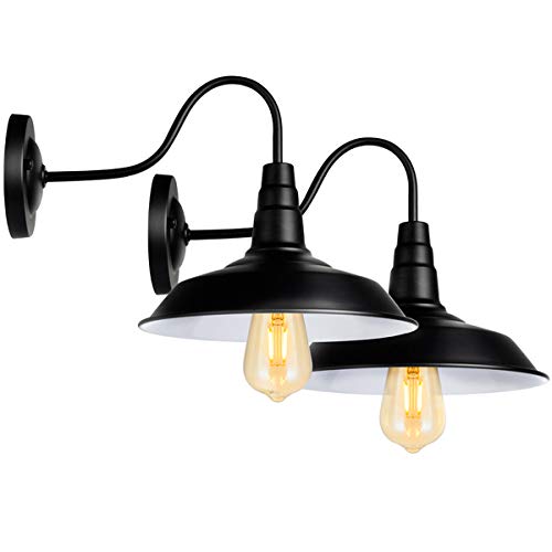 Black Wall Sconce Lighting Wall Lamp Gooseneck Barn Lights Industrial Vintage Farmhouse Wall Lamp E26 Indoor Wall Porch Light Set of 2