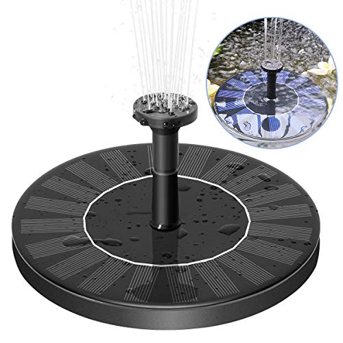 Meter.llc Solar Fountain, Free Standing Solar Water Pumps with 5 Different Spray Pattern Heads for Pond, Pool, Garden, Fish