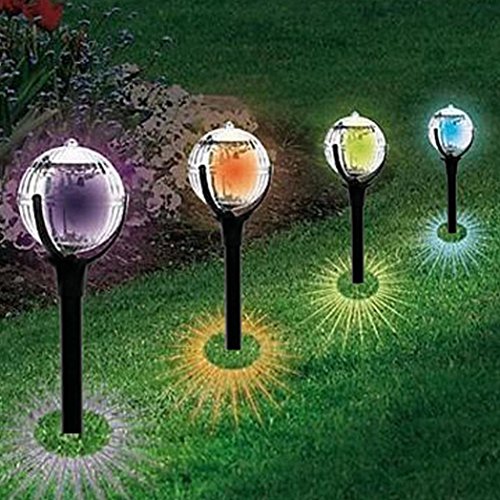 Joint LED Solar Garden Lights, 2 Pcs Colorful Light Stainless Steel Outdoor Solar Landscape Lights/Pathway Lights ７Colors Change Mode for Lawn, Yard, and Driveway (Black)