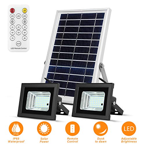 Solar Flood Lights Led Lights Remote Solar Lights Dusk to Dawn Solar Security Light with 6W 800 LM Dual 42 LEDs IP65 Waterproof Outdoor Solar Lights for Fence,Yard,Garden,Pool,Street,Lawn,Flag Pole