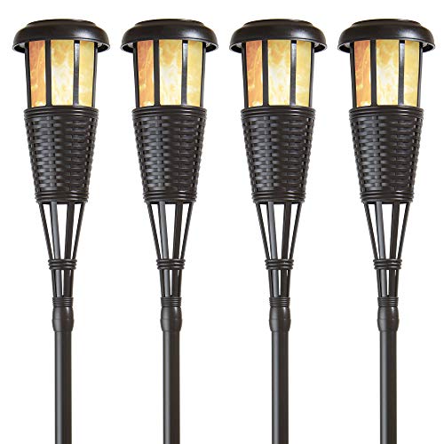 Newhouse Lighting FLTORCH4-B Solar-Powered Flickering Flame Outdoor Island Torches 4-Pack Black