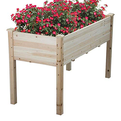 Cyanhope Wooden Raised Garden Bed Kit Cedar Elevated Garden Planter Box with Legs for Vegetables/Flower/Herb/Fruits