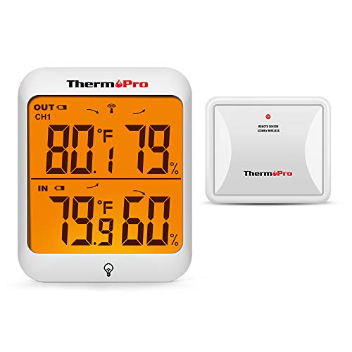 ThermoPro TP63A Digital Indoor Outdoor Thermometer Wireless Hygrometer with Cold-Resistant and Waterproof Outdoor Temperature Thermometer Humidity Temperature Monitor, 200ft/60m Range