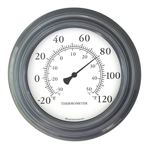 Bjerg Instruments Gray Finish 8″ Decorative Indoor/Outdoor Patio Thermometer