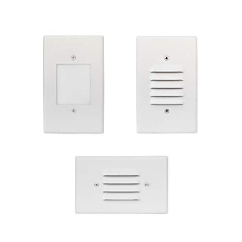 LED 2W Step Light White Finish (4 Pack) Interchangeable Plate Flat Frosted (Horizontal Louver/Vertical Louver) 10 YR Warranty; Waterproof; Dimmable; 120V; 150 Lumnes (Cool White 4000K)