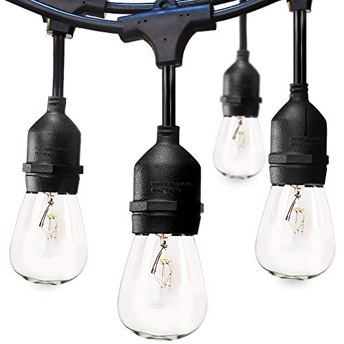 addlon 48 FT Commercial Weatherproof Outdoor String Lights Great Strand Dimmable Edison Vintage Bulbs 15 Hanging Sockets, Heavy-Duty Decorative Café Patio Lights for Bistro Garden Backyard Gazebo