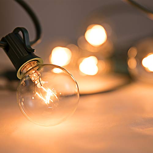 addlon 25Ft G40 Globe String Lights with Clear Bulbs,Backyard Patio Lights Hanging Indoor/Outdoor String Lights for Bistro Pergola Deck Yard Tents Market Cafe Gazebo Porch Letters Party Decor, Black