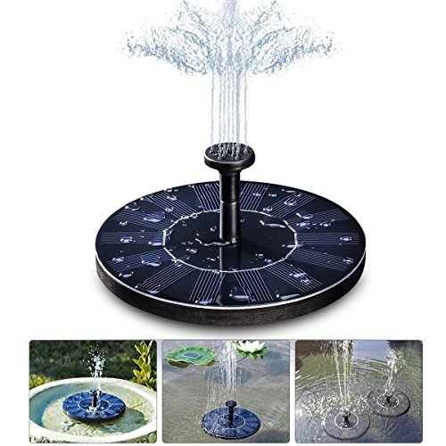 TCCSTAR Solar Fountain,Floating Solar Pump Bird Bath Fountain Self powered For Garden and Patio Watering (Black)