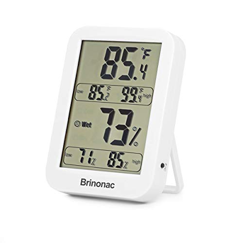 Brinonac Indoor Digital Hygrometer Outdoor Digital Electronic Thermometer Humidity Meter Temperature Humidity Gauge with Big LCD Screen Thermometer Humidity Monitor