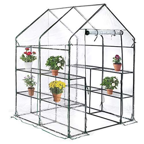 BestMassage Portable Mini Greenhouse Indoor Outdoor Plant Shelves Tomato Canopy Walk-in Garden Green House for Winter(L56.5”W56.5”H76”)