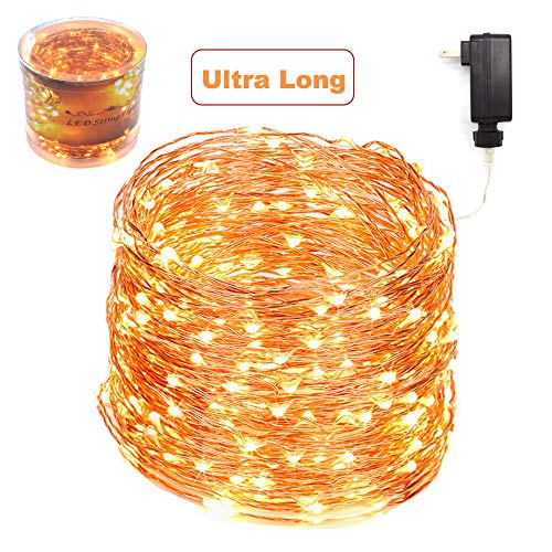 165 Ft Ultra Long 500 LEDs LED String Lights Plug in, Outdoor Completley Waterproof Coper Wire String Lights, Indoor Decorative Lights for Bedroom,Patio,Garden,Party,Christmas Tree Warm White