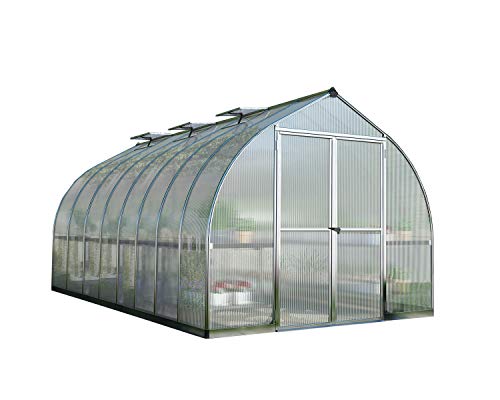 Palram Bella Hobby Greenhouse, 8′ x 16′, Silver with Twin Wall Glazing
