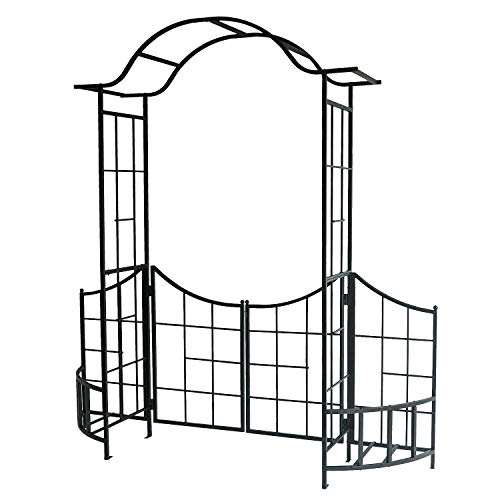 Leisurelife Garden Arbor with Gate, Fence and Planter Holders
