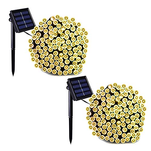 Binval Solar Fairy Christmas String Lights, 2-Pack 72ft 200LED, Ambiance Lighting for Outdoor, Patio, Lawn, Landscape, Fairy Garden, Home, Wedding, Holiday Party and Xmas Tree(Warm White)