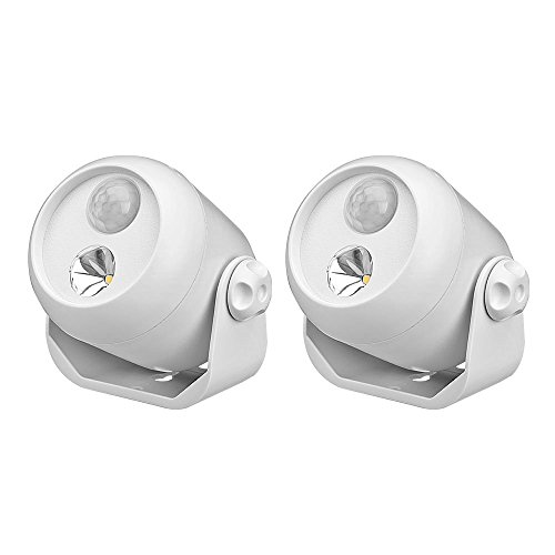 Mr. Beams MB302 Wireless LED Mini Spotlight with Motion Sensor and Photocell, 80-Lumens, White, 2-Pack