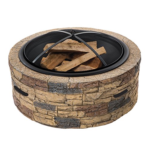 Sun Joe SJFP28-STN-CL Fire Joe 28″ Classic Stone Fire Pit