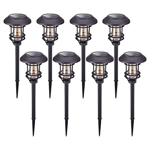 AZIRIER Solar Lights Outdoor Waterproof Security Lights Easy Install Garden Lights for Garden Path Walkway Light 8 Pack