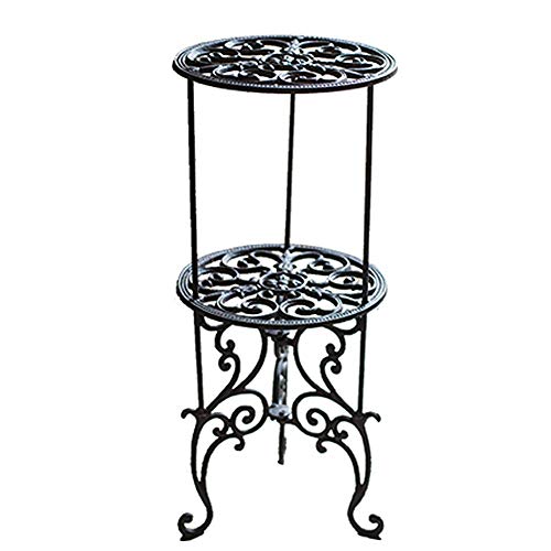 Sungmor Heavy Duty Cast Iron Potted Plant Stand,26-Inch 2 Tiers Metal Planter Rack,Decorative Flower Pot Holder,Vintage & Rustic Style Indoor Outdoor Garden Pots Container Supports