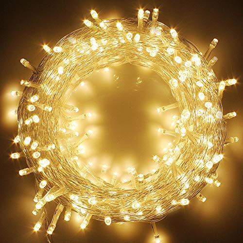 Twinkle Star 83FT 200 LED String Lights Warm White, Plug in String Lights 8 Modes Waterproof Indoor Outdoor Christmas Tree Wedding Party Bedroom Wall Decoration, Extendable