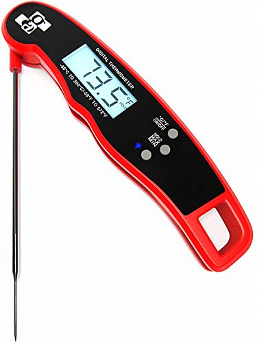 Digital Meat Thermometer Instant Read – Ultra Fast IP67 Waterproof Food Thermometer – Outdoor Cooking Thermometer for Grill BBQ – Folding Metal Kitchen Grilling Thermometer