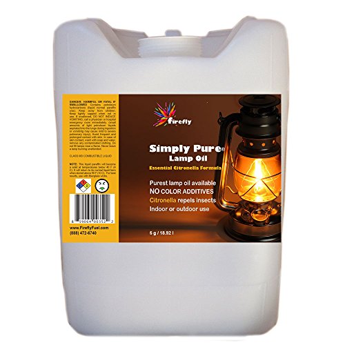 Firefly Bulk Citronella Lamp Oil 5 Gallons – Odorless Base & Smokeless- Ultra Clean Burning Paraffin Oil with Citronella Oil